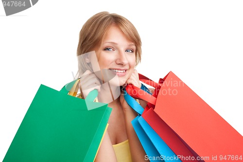 Image of Happy girl after shopping
