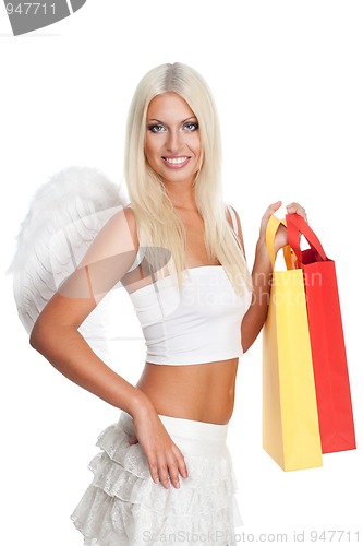 Image of Blond woman shopping
