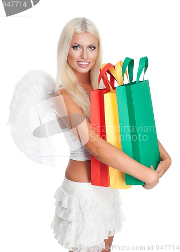 Image of Angel hold many shopping bags