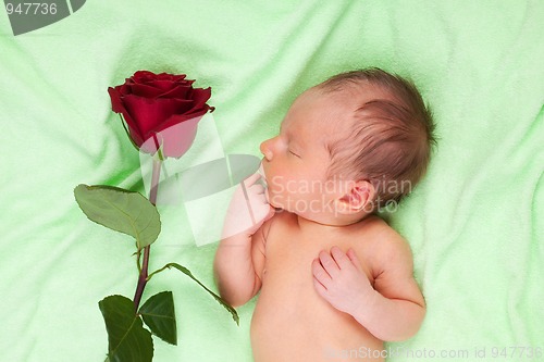 Image of Happy newborn sleeping