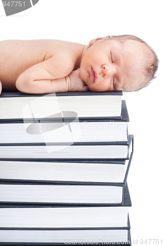 Image of baby and books