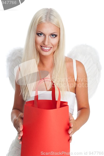 Image of Blond angel with shopping bag