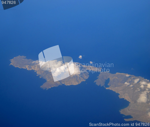 Image of Greece islands from airplane