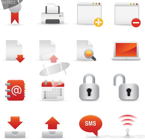 Image of Internet Icons Set | Red Series 02