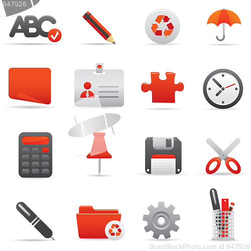 Image of Office Icons Set | Red Series 01