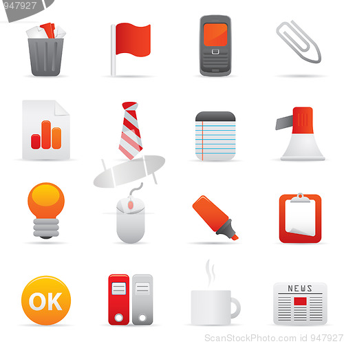 Image of Office Icons Set | Red Series 02