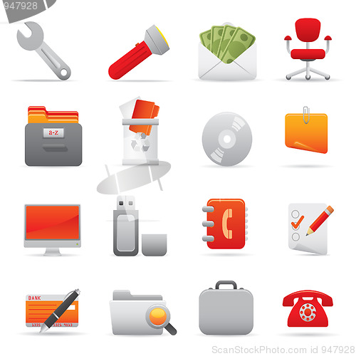 Image of Office Icons Set | Red Series 03