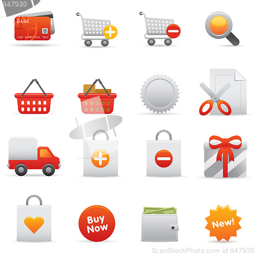 Image of Shopping Icons Set | Red Series 01 