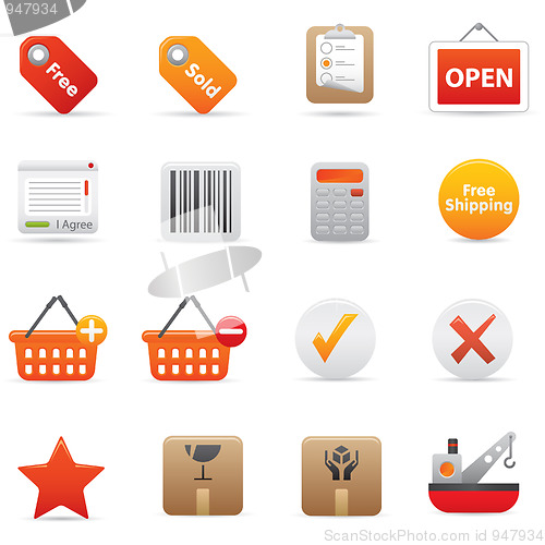 Image of Shopping Icons Set | Red Series 02