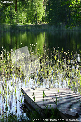 Image of Forest Lake And Wood Deck