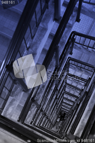 Image of old spiral stairway case from top