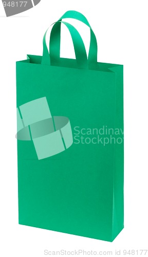 Image of One green paper shopping bag