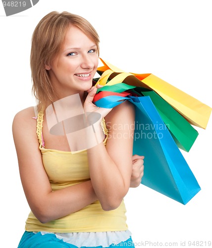 Image of Woman with color bags