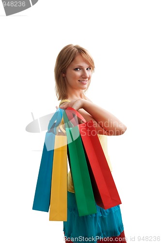 Image of Pretty blonde after shopping