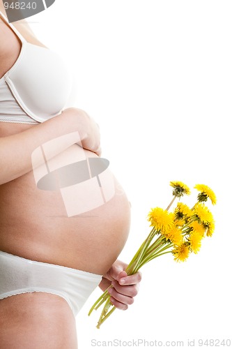 Image of Pregnant woman with dandelion