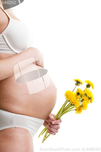Image of Pregnant woman with dandelion