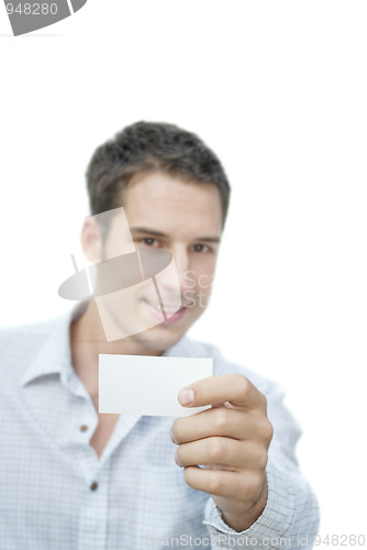 Image of Man showing blank card