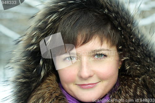 Image of Cute woman in frosty day