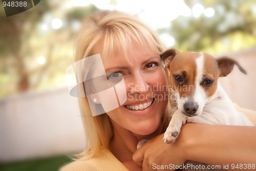 Image of Attractive Woman and Her Jack Russell Terrier Dog