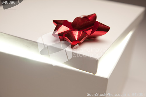 Image of Red Bow Gift Box Lid Showing Very Bright Contents