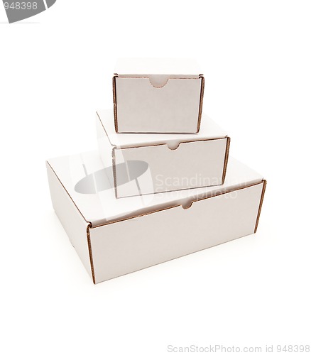 Image of Stack of Blank White Cardboard Boxes Isolated