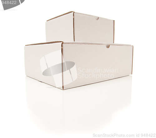 Image of Stack of Blank White Cardboard Boxes Isolated