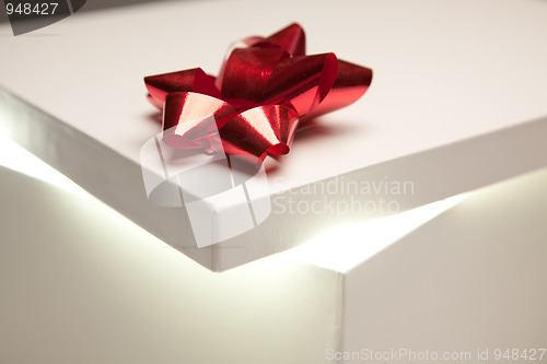 Image of Red Bow Gift Box Lid Showing Very Bright Contents