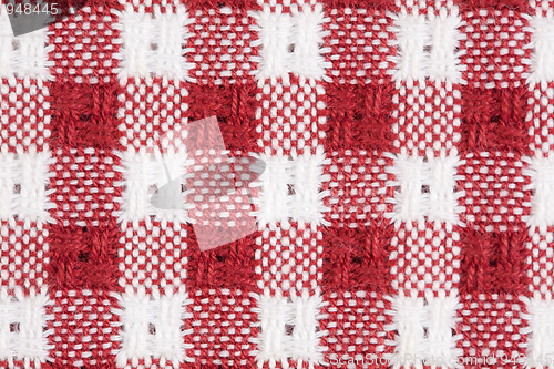 Image of Red and White Gingham Checkered Tablecloth Background