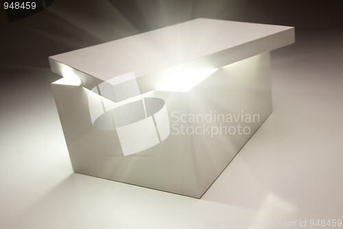 Image of White Box with Lid Revealing Something Very Bright