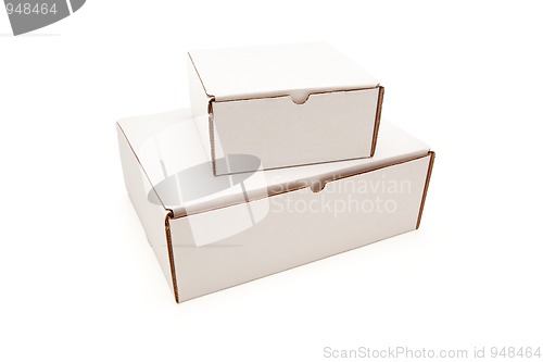 Image of Stack of Blank White Cardboard Boxes Isolated