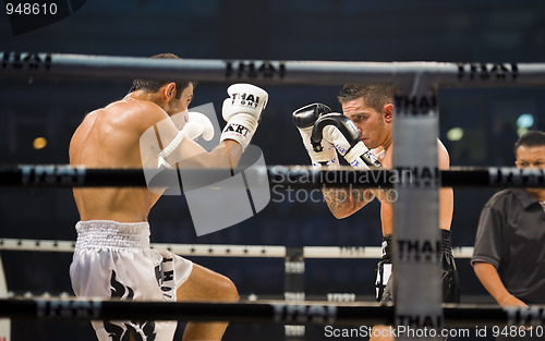 Image of english vs iranian thai boxer in bangkok