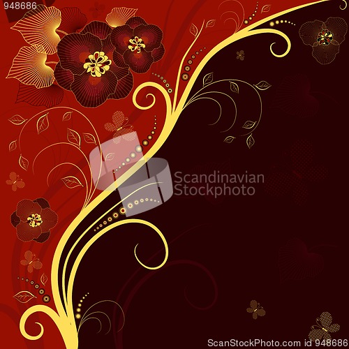 Image of Red, Brown And Golden Floral Frame