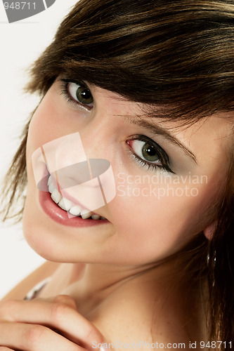 Image of Fashion portrait of smiling beautiful young girl 
