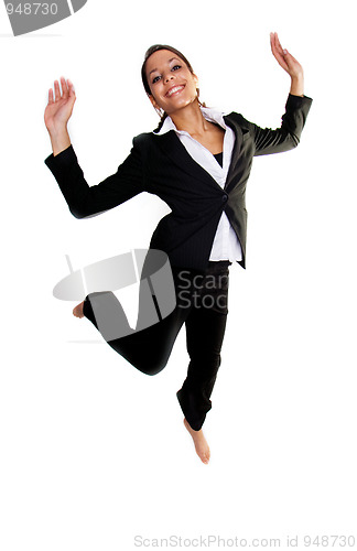 Image of bussiness woman jumping 