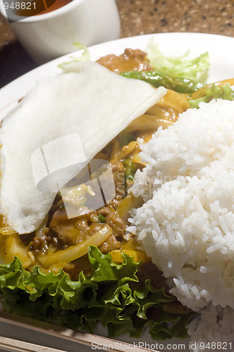 Image of curry bo vietnam food slices of beef eggplant string beans 