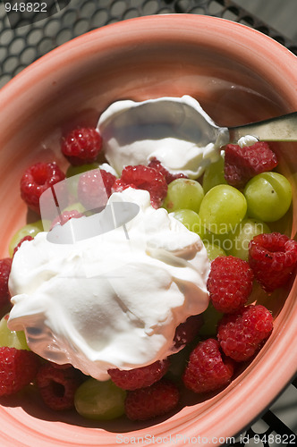 Image of bowl sour cream with fresh fruit