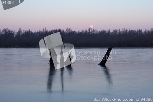 Image of Frozen lake with moon