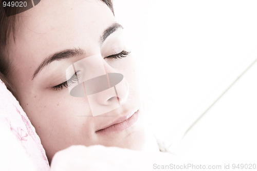 Image of Beautiful young woman sleeping.