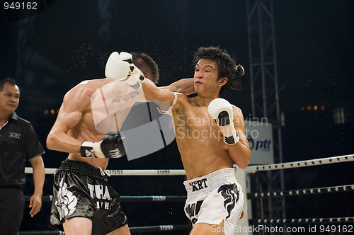 Image of russian vs korean thai boxer in bangkok