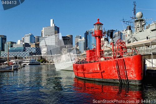 Image of Red Ship in Sydney Harbour, Australia