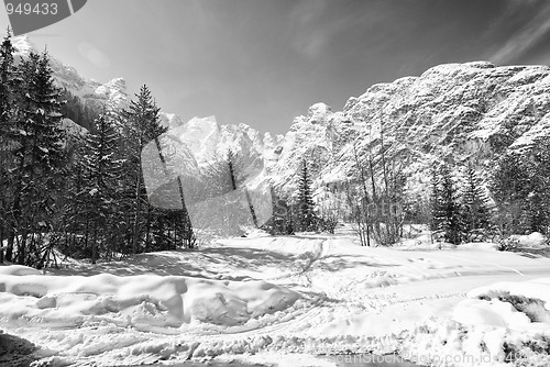 Image of Snow on the Dolomites Mountains, Italy