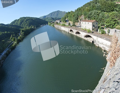 Image of Devils Bridge Fisheye View, Lucca