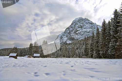 Image of Snow on the Dolomites Mountains, Italy
