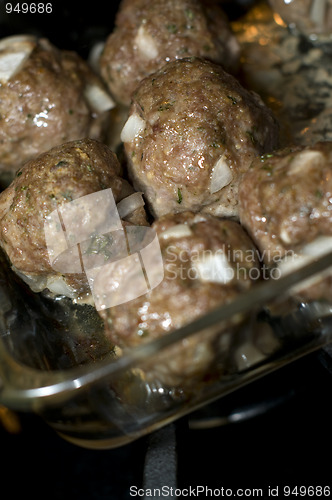 Image of home made meatballs in pan