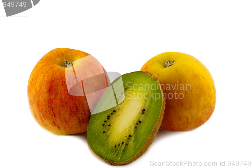 Image of Two apples and half kiwi