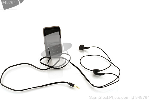 Image of MP3 player with headphones