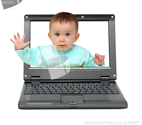 Image of small laptop with baby