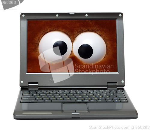 Image of laptop with fun eyes on screen