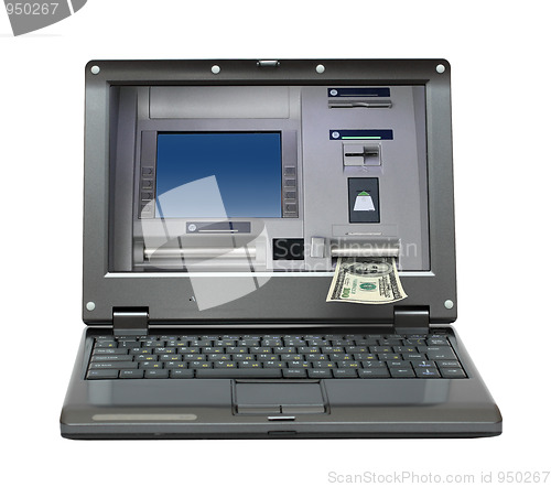 Image of laptop with cash dispense on screen