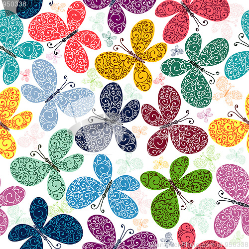 Image of Seamless pattern with butterflies (vector)